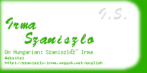 irma szaniszlo business card